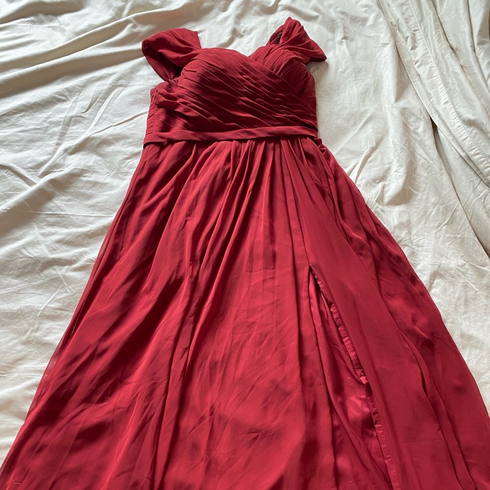 Azazie Pomegranate gown with sweetheart neckline
